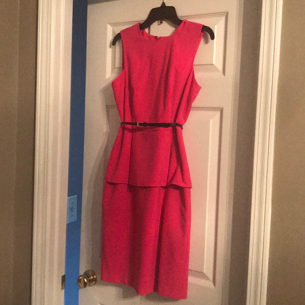 Calvin Klein dress w/peplum style skirt & belt